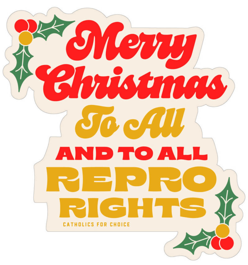 A Red and Yellow Sticker with Holly that says 